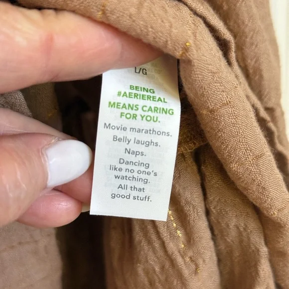 Aerie Magic Hour Tan/Gold Swim Cover-Up Dress - Picture 6 of 9